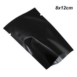 8x12 cm Black 200 Pcs Aluminium Foil Open Top Heat Seal Vacuum Pouch Vacuum Sealable Coffee Tea Food Storage Bag Mylar Foil Baggie 230H