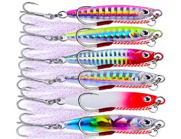Jigging Lead Fish Lures Metal Flat Fall Slow Baits 7G10G15G20G30G Casting Lure Deep Sea Jig Fishing Tackle With Feather Hook2476187
