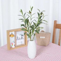 Decorative Flowers Artificial Olive Branches Fake Plastic Tree With Stems Plants Greenery Leaves For Home Office Indoor Outside Decor