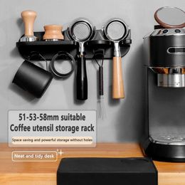 Mugs 515458mm Wall Mount Coffee Set Storage Rack Puching Free Espresso Portafilters Holder Coffeeware Organiser Accessories 231214