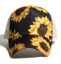 Fashion Hats Washed Mesh Back Leopard Plaid Camo Hollow Messy Bun Baseball Cap Trucker Hat2109696