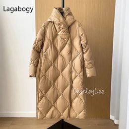 Women's Down Parkas Lagabogy Winter Women Jacket Long Parkas 90% White Duck Down Coats Female Hooded Warm Puffer Overcoat Ultra Light Outwear 231213