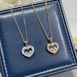 Pendant Necklaces Sweet Romantic 925 Sterling Silver Three Diamond Rotating Heart Necklace for Women s Simple Fashion Luxury Brand Jewellery Gift 231214