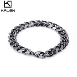 Retro 316 Stainless Steel Brushed Link Chain Bracelets For Men Biker Matte Hand Chain Wrist Wrap Bracelets Cheap Jewelry2563