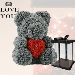 2020 The DIY valentines Day Gifts 35cm Black Rose Bear with Red Heart for girl friend wife lover kids2881