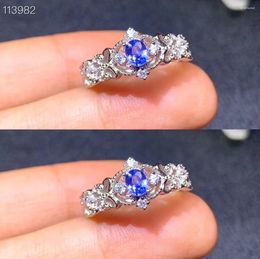 Cluster Rings Natural Sapphire Ring For Daily Wear 3mm 4mm Blue Silver 925 Sterling Jewellery