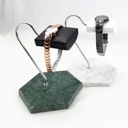 Jewellery Pouches Marble & PU Watch Display Stand Organiser Bracket Show Exposition