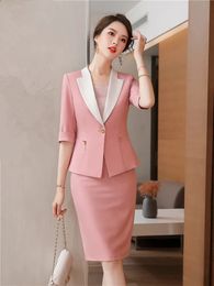 Women's Suits Blazers blazer Skirt Two Piece Sets Spring Autumn Office Ladies Elegant Formal Jecket Back Split Midi Chic 231214