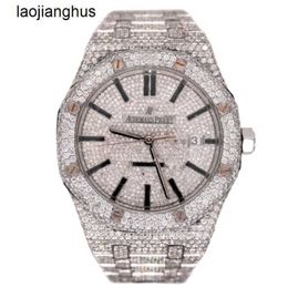 Audemar Pigue Watch AP Diamond Watches Automatic Mechanical Abbey Royal Oak 41mm Mens Steel Iced Out 25 Carat 15400st rj