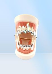 Men039s Women Fashion Teeth Grillz Top and Bottom Set Hiphop Fangs Gold False Teeth Gold Silver Black RoseGold Personality Va9912126