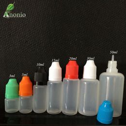 E Liquid Bottles Soft empty 5ml 10ml 15ml 20ml 30ml 50ml 100ml eye round dropper PE plastic squeeze bottles with child proof cap212Q