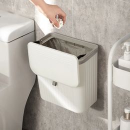 Waste Bins Kitchen Wall-mounted Trash Can Household Kitchen Waste Storage Bin Toilet Hanging Toilet Paper Storage Bucket 231214