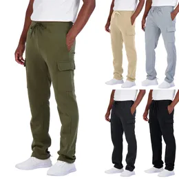 Men's Pants Mens Solid Colour Athletic Casual Open Bottom Cargo Sweatpants With Pockets Wide Leg Outdoor Exercise Workout