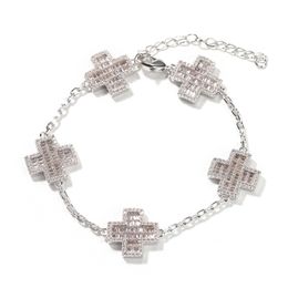 New Arrived Cross Bracelet Light Luxury Lab Diamond Encrusted Niche Design Versatile Bracelets for Women