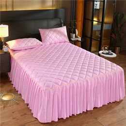 Bed Skirt European Luxury Quilted Bed Skirt Winter Warm Thicken Velvet Bedspread King Good Hand Feeling Bed Cover Not Included Pillowcase 231214