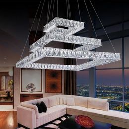 modern led crystal chandelier Lamp rectangle K9 crystals pendant light hanging lighting indoor lights suspension luminaire suspend222e