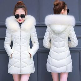 Women's Down Parkas Lady Winter Coat Women Cotton Fur Collar Hooded Jacket Woman Casual Warm Outerwear Jackets Female Girls Black Clothes 1187 231215