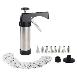 Cookie Press Kit Gun Machine Cookie Making Cake Decoration 13 Press Molds & 8 Pastry Piping Nozzles Cookie Tool Biscuit Maker T200277U