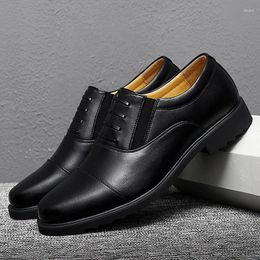 Dress Shoes Men's Black All Season Leather Three Joint Security Standard Work Soft Sole Anti Slip Business Casual