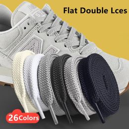 Shoe Parts Accessories 1Pair Flat Classic Thicken Shoelace Black White Solid Shoelaces for Sneakers Running Sports Basketball laces Casual Strings 231215