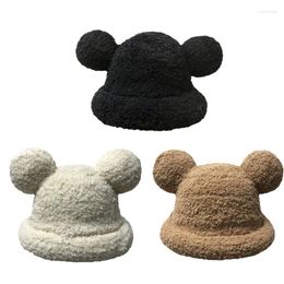 Hats Lovely Bear Ears Basin Hat Warm Fisherman Cap All-match For Outdoor Sports