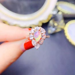 Cluster Rings Ring Original 925 Sterling Silver Opal Women's Jewellery Natural Gemstone Engagement Luxury