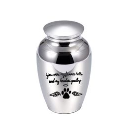 70x45MM Angel wings cremation urn for pet ashes pendant dog paw print Aluminium alloy ashes holder keepsake -You were my Favourite h261U