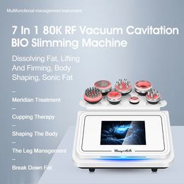 2024 Multi-effect Portable 7 Handles Cavitation 80Khz Fat Explosion Liposuction Radiofrequency Vacuum Dredging Meridians Skin Detox Face Lifter