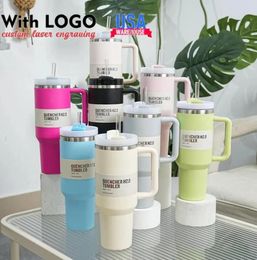DHL With 1:1 Logo 40oz stainless steel Adventure Quencher H2.0 tumblers Cups with handle lid straws Travel Car mugs vacuum insulated drinking water bottles 1215