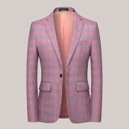 Men's Suits Blazers Pink Plaid Suit Jackets For Men Beige blue Checkered Blazer Coat Male Slim Fit Fashion Casual tuxedo Masculino 6XL-M 231214