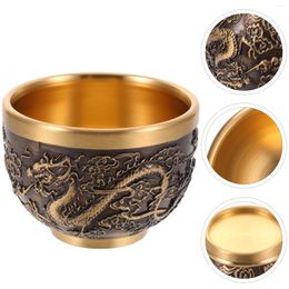 Wine Glasses Teacup Brass Vintage Drinking Lucky Kungfu Small Copper Chinese Embossed Office You Can