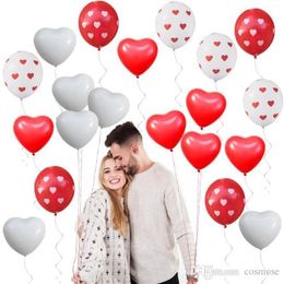 Love Heart Latex Balloons Heart Printed Balloon Red White Wedding Helium Balloon Valentines Day Birthday Party Inflatable Balloons301R