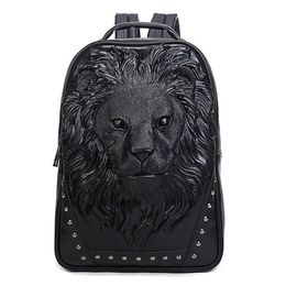 Whole factory mens shoulder bags street cool animal lion head men backpack waterproof wear-resistant leather handbag outdoor s311i