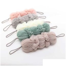 Bath Brushes Sponges Scrubbers Bigger Soft Ball Flower Design Solid Colour Long Loofah Shower Sponge Mesh Scrubber Drop Delivery Home G Dhqra