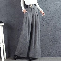 Women's Pants Korean Autumn Winter Wide Leg Streetwear Y2k Pleated Straight Harajuku Women Woollen Clothing Trousers