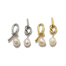 fahion Stainless steel Knotted earrings18k Gold Stud Earrings rose gold stud earrings for woman264T