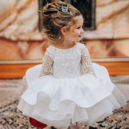 Girl s Dresses Sequins White Baptism Baby Girls Dress Formal First Communion Ball Gown born 1st Birthday Kids Party for Girl Wedding 231215