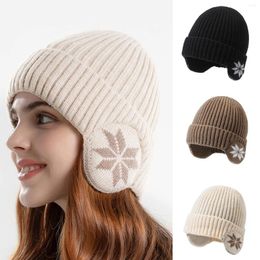 Berets Winter Men And Women Knitted Woolen Hat Fashion Outdoor Solid Color Thickened Warm Ear Protection Riding Cold Cover