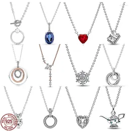 Pendants Classic Women's Jewellery 925 Sterling Silver Heart Round Snowflake Pendant Necklace Fit Original Beads DIY Gift