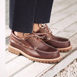 Dress Shoes Maden 2023 Men's Fashion Retro Low-top British Style Work Casual Leather Breathable Boat 44 Size