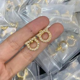 luxury brand C U letters designer earrings stud love retro vintage shining diamond crystal ear rings earring earings nice Jewellery gift for women