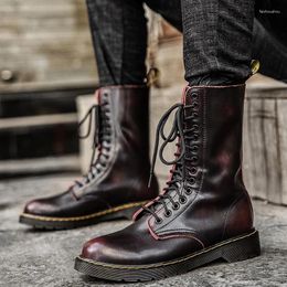 Boots 2023 Autumn Winter Men's Mid-calf Outdoors Fashion Casual Comfortable Shoes Lace-up Wear Resistant Tide Male