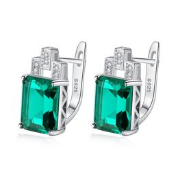 European Vintage Emerald S925 Silver Women Stud Earrings Jewellery Fashion Women Micro Set Zircon Super Sparkling Earrings for Wedding Party Valentine's Day Gift SPC