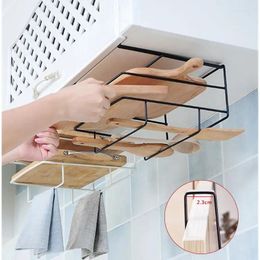 Kitchen Storage MOONBIFFY Double Layer Cabinet Shelf Towel Holder Stand Chopping Board Rack Wall Shelves Hanger Accessorie