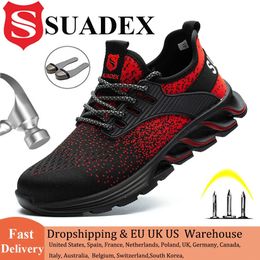 Safety Shoes SUADEX Safety Shoes Men Women Steel Toe Boots Indestructible Work Shoes Lightweight Breathable Composite Toe Men EUR Size 37-48 231215