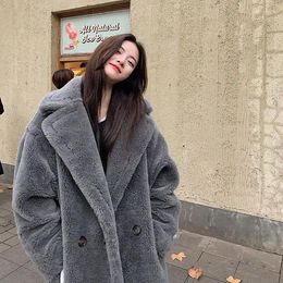 Women's Fur Winter Women High Quality Faux Coat Fashion Long Loose Over Thick Warm Plus Size Female Plush S C137