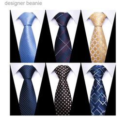 Neck Ties Dropshipping Many Color Newest style Silk Necktie Men Tie Gravatas Wedding Accessories Man Dark Blue Dot PerformanceL231215
