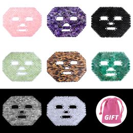 Eye Massager Rose Quartz Crystal Sleep Mask Natural Amethyst Face Cold Therapy Green Jade Sleeping Masks Cooling 231215