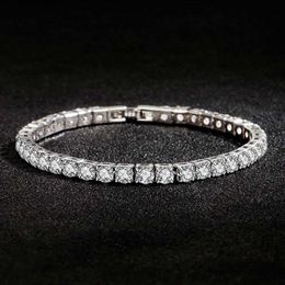 Chain Luxury hip-hop ice out 4mm cubic zirconia crystal tennis bracelet for mens gold and silver bracelet chain Jewellery J240508