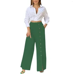 Women's Pants Women Vintage Oversized Cotton Linen Long Trousers Soild Single Breasted Casual Woman Clothing Pantalones De Mujer